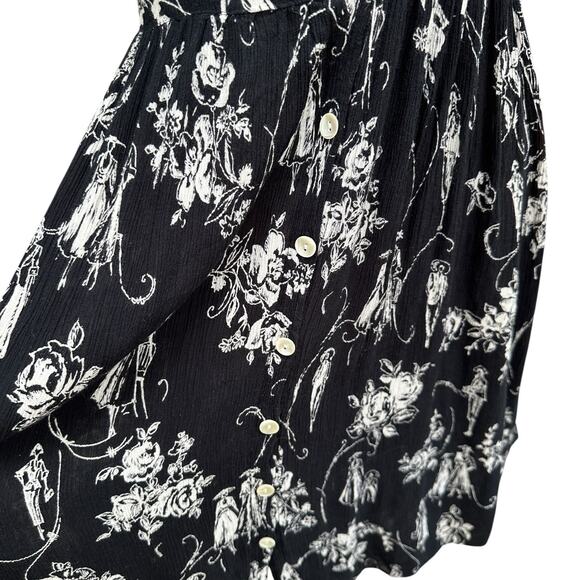 SOLD Vintage Bila Midi Dress Womens Medium Button Front Boho witchy whimsigoth - Picture 7 of 14